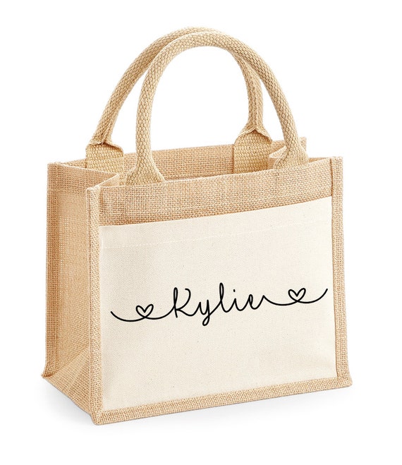 Personalized Bridesmaid Bags, Bridesmaid Burlap Tote Gift Bags, Custom Name  Jute Beach Tote Bag, Bridal Party Bride Wedding Gift,Party Favor - Burlap  Mart