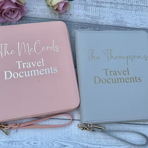 Personalised Travel Document Holder, Travel Wallet, Passport Holder, Travel organiser