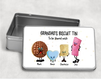 Personalised Biscuit Tin, Grandad's Tin, Treat Tin, Biscuit Tin, Grandad's Biscuits