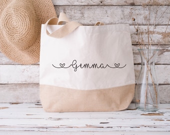 Personalised Jute Bag, Canvas Tote Bag, Large Canvas Shopping Bag Birthday Present / Gift
