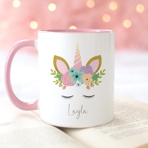 Personalised Unicorn Mug, Childrens Mug, Mug for her.