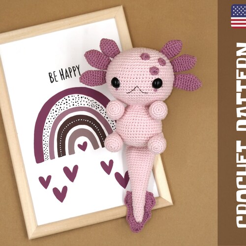 Axolotl Plushies Crochet animal pattern Amigurumi PDF Axolotl plush Salamander Mexican walking fish Kawaii toy Easy crochet tutorial