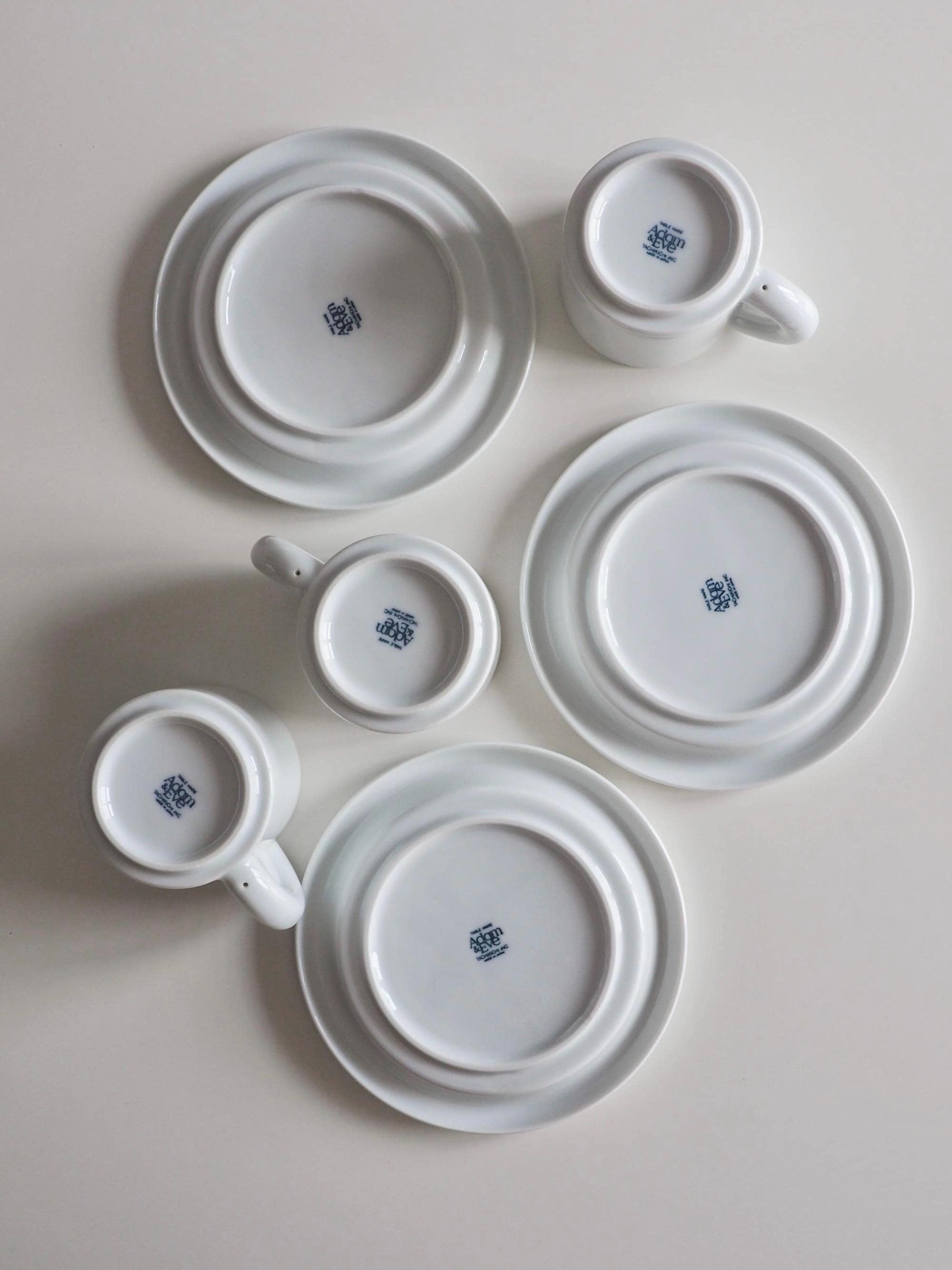 TACHIKICHI JAPAN Adam & Eve White Porcelain Flat Cup and Saucer