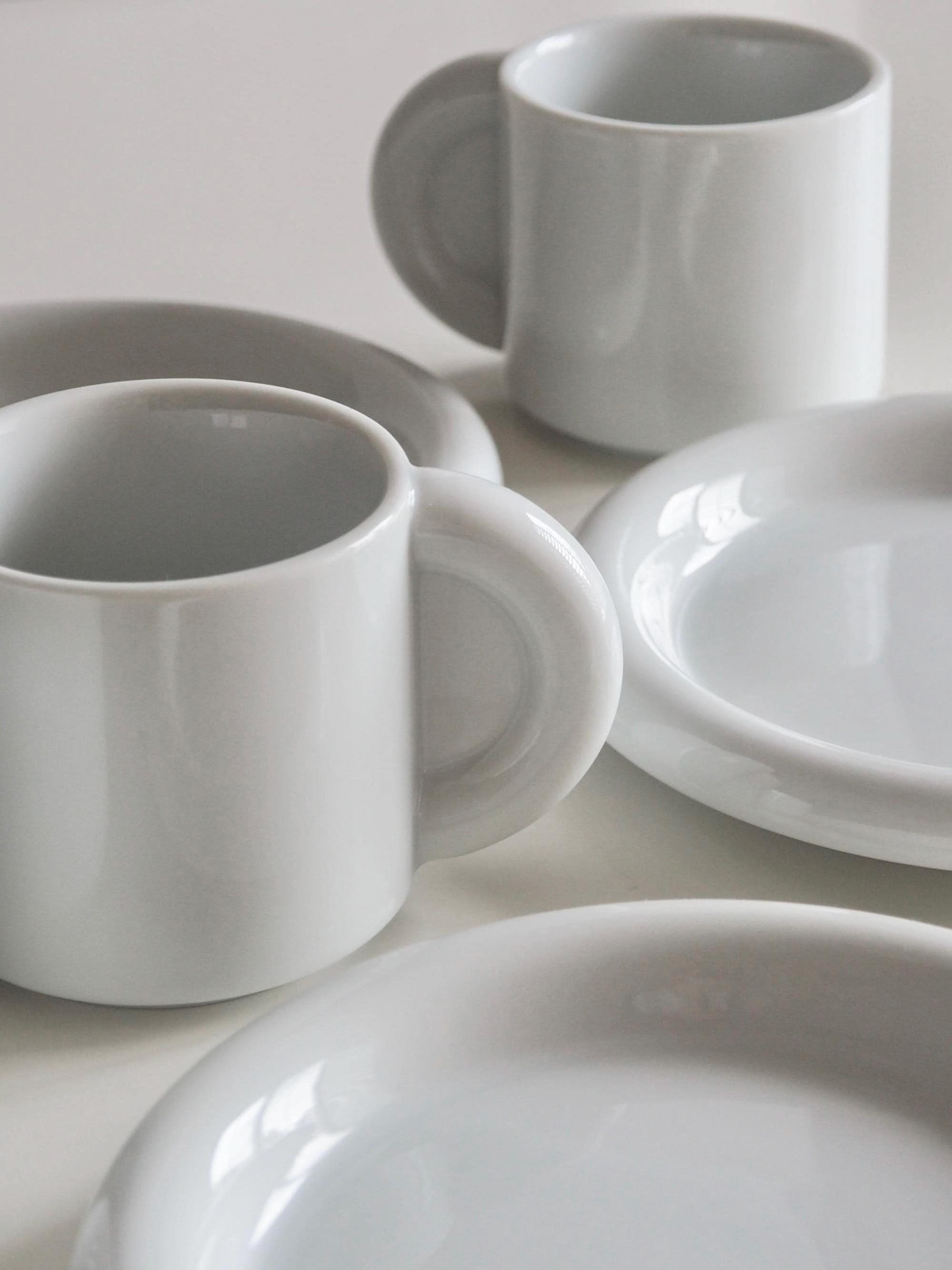 TACHIKICHI JAPAN Adam & Eve White Porcelain Flat Cup and Saucer