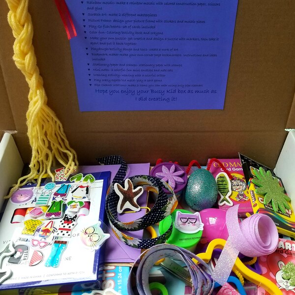 Girls craft and activity kit, birthday gift box, travel busy box, multiple kids, boredom buster, big sister present, craft kit, girls gift