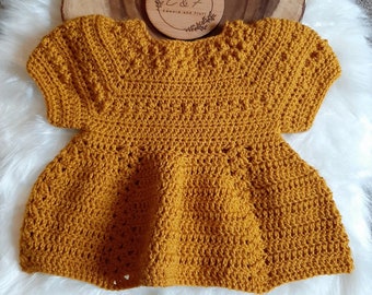 Baby girl dress for ages 0-3 months, Crochet baby dress, Handmade baby outfit, Handmade crochet baby dress, Summer crochet