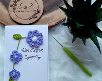 Sympathy card, Handmade Sympathy card, With Sympathy card, Condolences card, Condolence card, Crochet handmade card with flowers