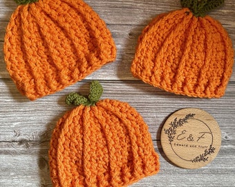 Pumpkin hat, pumpkin prop hat for baby photographer, 0-3 months hat, Halloween dress up costume, Trick or Treat