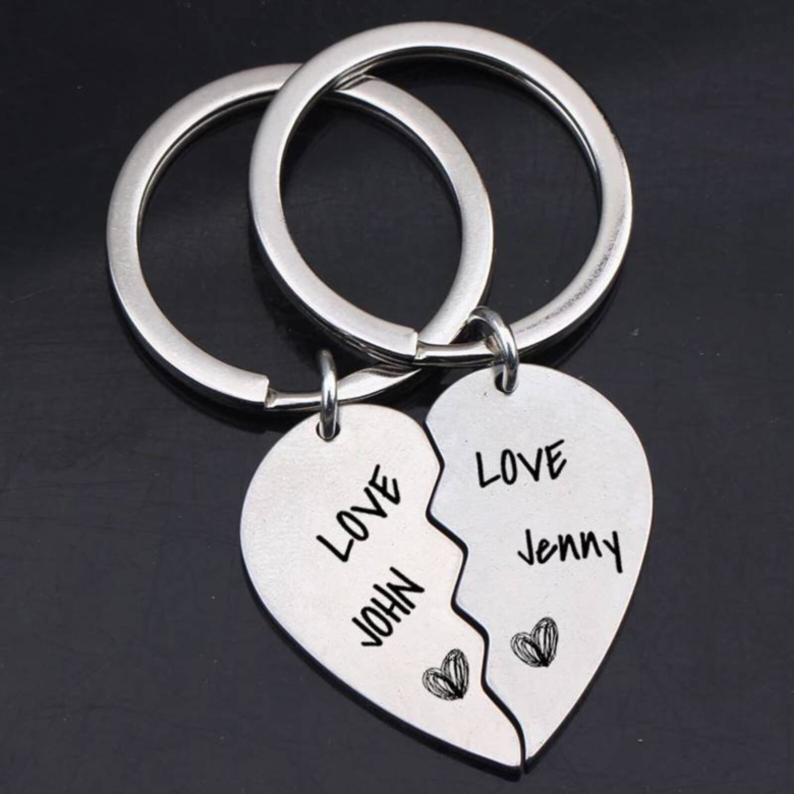 Personalized Name Broken Heart Keychain Etsy
