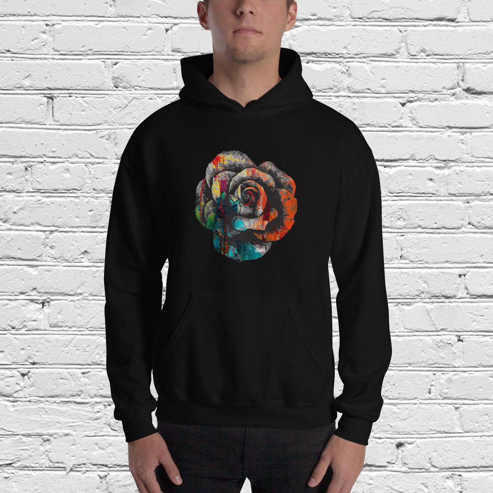 Black Rose Hoodie Rose Hoodie Flower Hoodie Abstract - Etsy