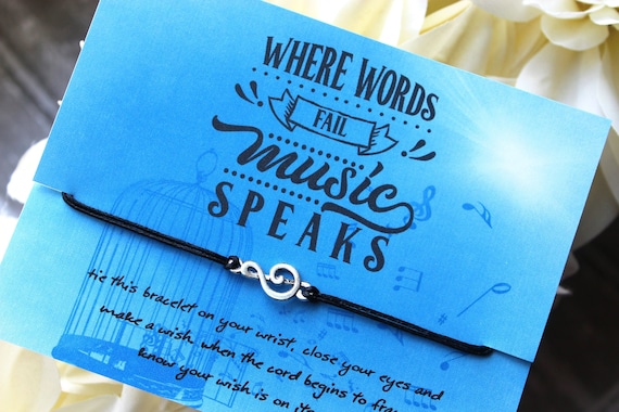 Where words fail music speaks wish bracelet, wish bracelet, musical charm bracelet, music majors, band member gifts, band mom gifts, music