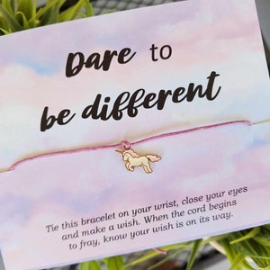 Dare to be different, wish bracelet, motivational gifts, Unicorn charm, Unicorn gifts, princess party, magical gifts, fantasy, Unicorn
