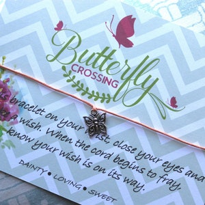 Butterfly wish bracelet, butterfly jewelry, butterfly charm, gifts for friends, friendship bracelet, butterfly bracelet