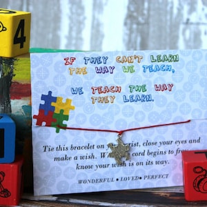 If they can&#39;t learn wish bracelet, Autism awareness, autism jewelry, Autism, Autistic children, autistic awareness, puzzle jewelry