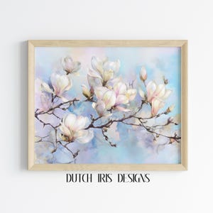 Printable Magnolia Blossom Watercolor Painting - Pastel Spring Floral Art, Cottagecore Wall Decor, Soft Botanical Print, Vintage Style 347