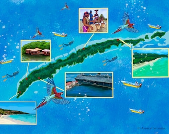 Map of Roatan, Honduras, by Andrea Castaneda