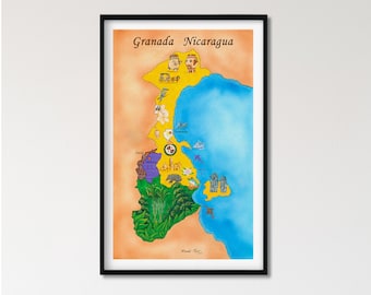 Map of Granada, Nicaragua by Ricardo Maya Rodriguez