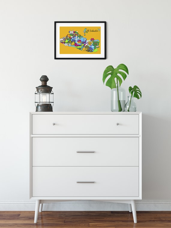 Map of El Salvador by Rodolfo Enrique Diaz Guttierez - Etsy Israel