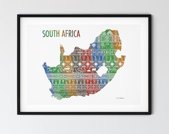 Map of South Africa Pattern (Color) by Micaela Cloete
