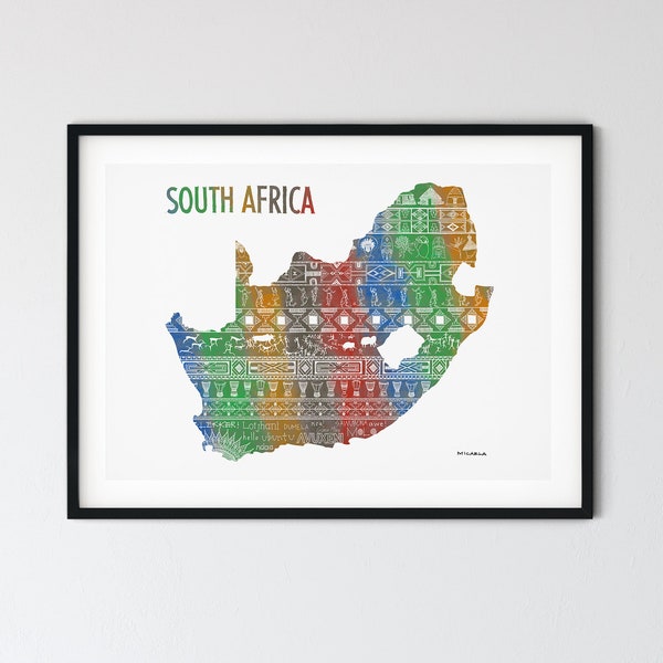 Karte von Südafrika Muster (Farbe) von Micaela Cloete