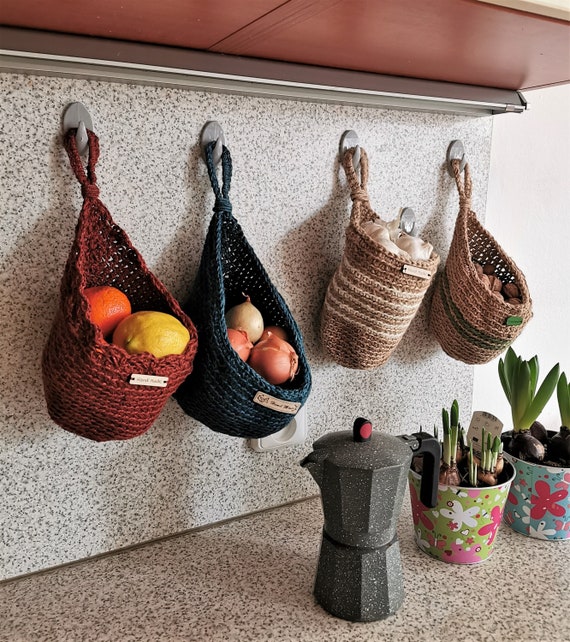 Jute Hanging Wall Baskets Kitchen Basket Rustic Baskets Set 