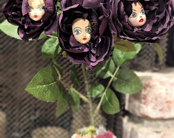 Talking Flowers Arrangement, Alice in Wonderland Inspired Decor, Whimsical Peony Bouquet, Fantasy Floral Centerpiece, Unique Gift