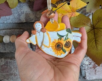 Handmade Autumn Angel Ornament | Fall Guardian Angel Decor | Ceramic Look Hanging Decoration | Thanksgiving Gift | Cottagecore Fall Decor