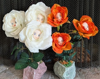 Talking Flowers Arrangement, Alice in Wonderland Inspired Decor, Whimsical Peony Bouquet, Fantasy Floral Centerpiece, Unique Gift