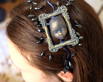 Gothic Floral Headband, Dark Fairy Headpiece, Halloween Crown, Witch Headband, Victorian Gothic Hair Accessory