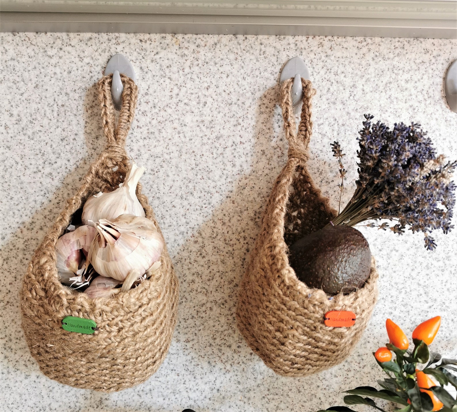 Jute Hanging Wall Baskets Kitchen Basket Rustic Baskets Set - Etsy