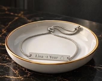 Pulsera ajustable y personalizable con barra de nombre para la sobriedad