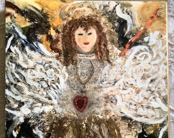 Angels are among us... Artist Embellished 8 x 10 Print (from the series of original paintings)