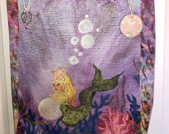 Tiny Bubbles... Artist Embellished super-size tote (image from one of my original paintings)