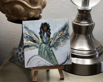 Angels are among us... Artist Embellished Mini Print (from the series of original paintings)