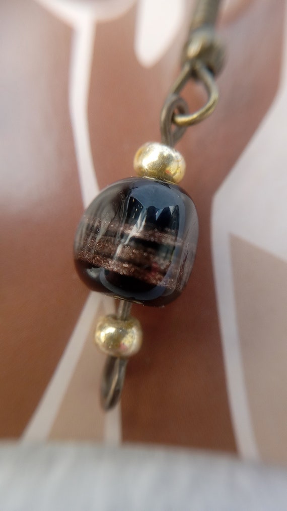 Black and Gold Bead Dangle Earrings - Timeless Gl… - image 3
