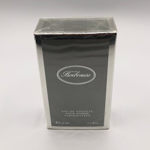 May include: A silver and gray box with the text "Borbonese" in a white oval. The box contains a bottle of Eau de Toilette Pour Homme Vaporisateur, 50 ml (1.7 fl. oz.).