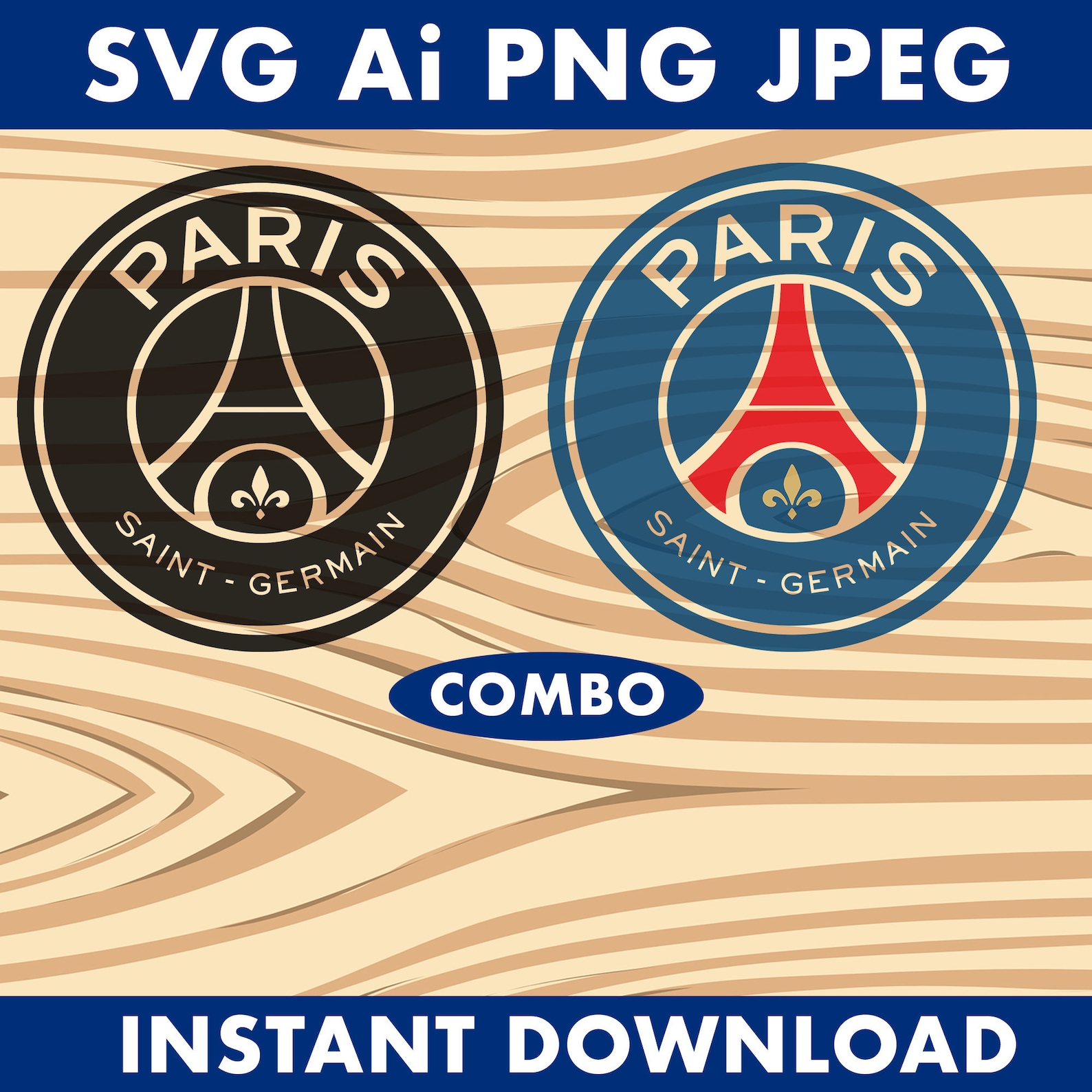 Paris saint germain PSG badge FC svg ai png jpeg vector image  Etsy