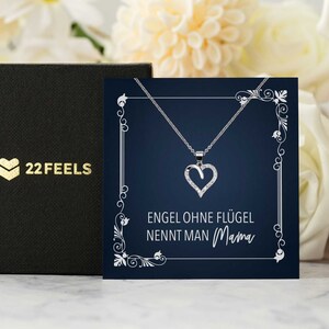 Mama Geschenk  Muttertag, Geburtstag, Frauen Schmuck mit Karte, Herz Halskette Echt Silber, Weihnachten Idee von Tochter oder Sohn