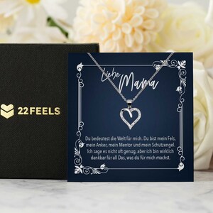 Mama Geschenk  Muttertag, Geburtstag, Frauen Schmuck mit Karte, Herz Halskette Echt Silber, Weihnachten Idee von Tochter oder Sohn