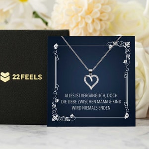 Mama Geschenk  Muttertag, Geburtstag, Frauen Schmuck mit Karte, Herz Halskette Echt Silber, Weihnachten Idee von Tochter oder Sohn