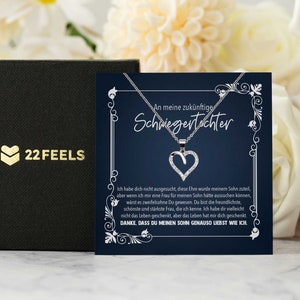 Braut Zukünftige Schwiegertochter Geschenk zur Hochzeit von Schwiegermutter, Frauen Silber Schmuck Set mit Karte, Herz Halskette