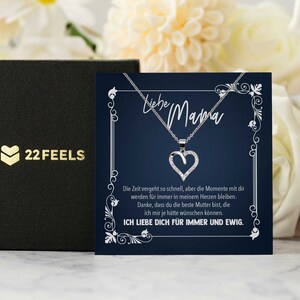 Mama Geschenk  Muttertag, Geburtstag, Frauen Schmuck mit Karte, Herz Halskette Echt Silber, Weihnachten Idee von Tochter oder Sohn