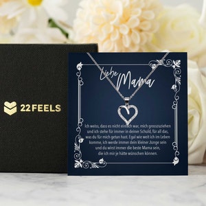 Mama Geschenk von Sohn  Muttertag, Geburtstag, Frauen Schmuck mit Karte, Echt Silber Herz Halskette, Weihnachten Idee Mutter Sohn