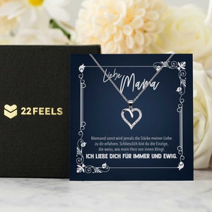 Mama Geschenk  Muttertag, Geburtstag, Frauen Schmuck mit Karte, Herz Halskette Echt Silber, Weihnachten Idee von Tochter oder Sohn