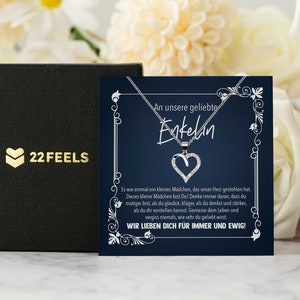 Unsere Enkelin Geschenk von Oma und Opa, Idee  18. Geburtstag, 21., Abitur Enkelkind, Silber Schmuck Karte, Herz Halskette Frauen