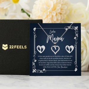 Baby Shower Schwangerschaft Geschenk Frauen, Babyparty Werdende Mama Schmuck, Geburtstag Muttertag, Mom To Be, Silber Halskette mit Karte
