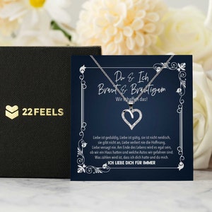 Bride To Be Braut Geschenk von Bräutigam, Frauen Schmuck zur Hochzeit, Verlobte Vorfreude, Silber Halskette mit Herz Anhänger, Karte