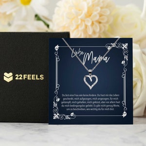Mama Geschenk  Muttertag, Geburtstag, Frauen Schmuck mit Karte, Herz Halskette Echt Silber, Weihnachten Idee von Tochter oder Sohn