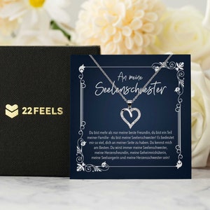 Beste Freundin Geschenk Frauen Mädchen, Freundschaftsschmuck An Meine Seelenschwester, BFFs, Silber Halskette Set mit Karte, Herz Anhänger