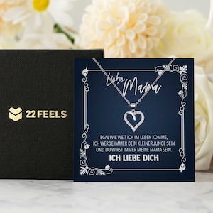 Mama Geschenk von Sohn  Muttertag, Geburtstag, Frauen Schmuck mit Karte, Echt Silber Herz Halskette, Weihnachten Idee Mutter Sohn